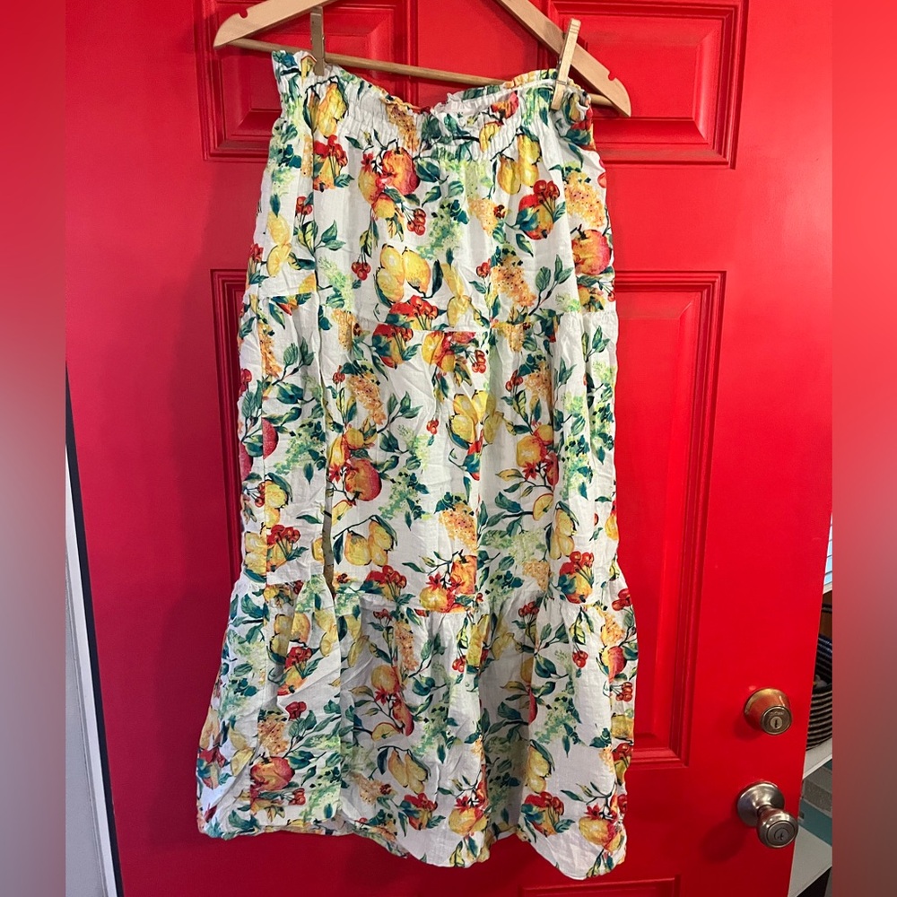 LC Lauren Conrad Yellow and Green Floral Maxi Skirt